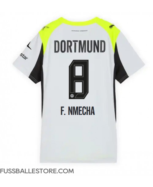 Günstige Borussia Dortmund Felix Nmecha #8 Auswärtstrikot Damen 2025-26 Kurzarm Günstige Borussia Dortmund Felix Nmecha #8 Auswärtstrikot Damen 2025-26 Kurzarm